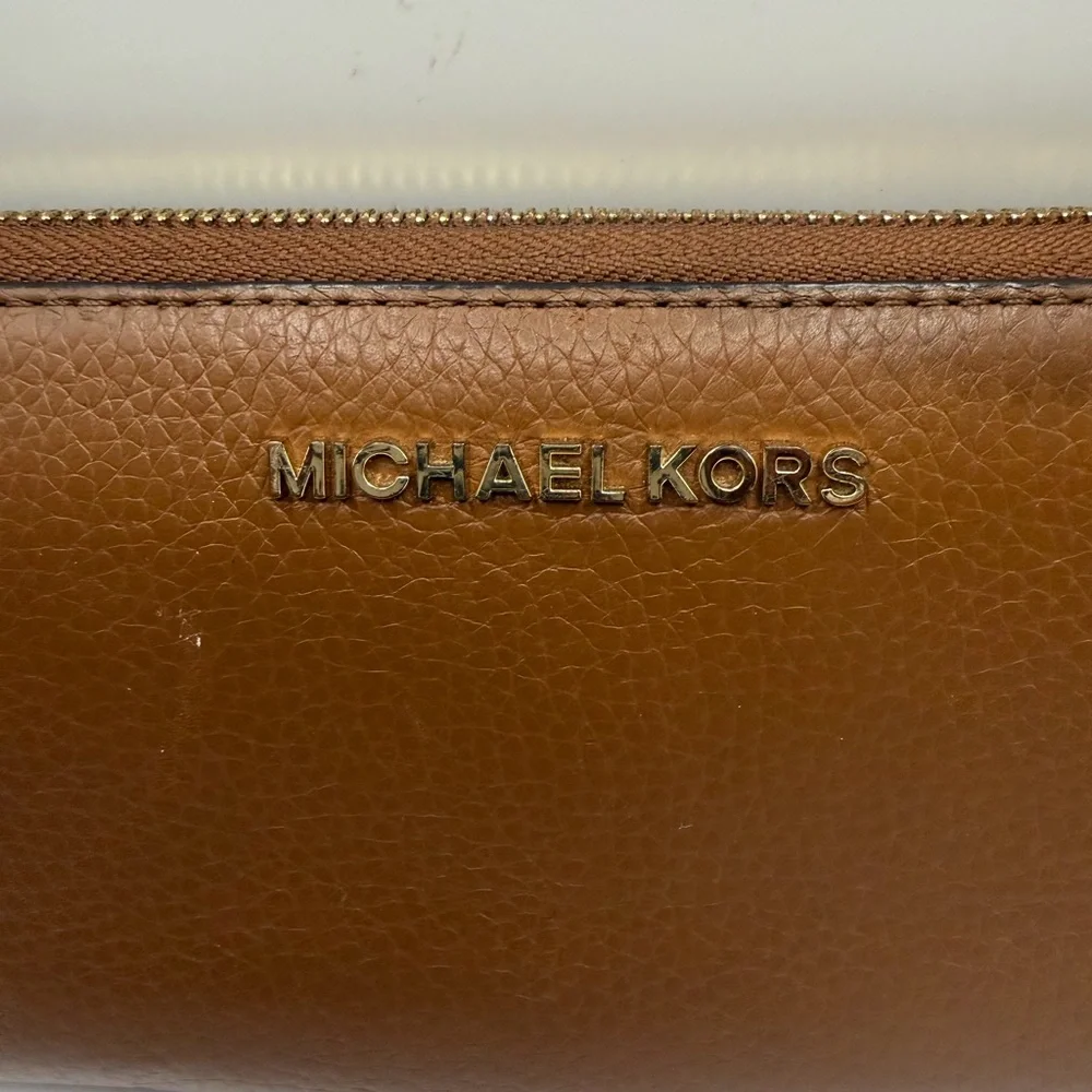 Michael Kors Tan Leather Zip Wallet